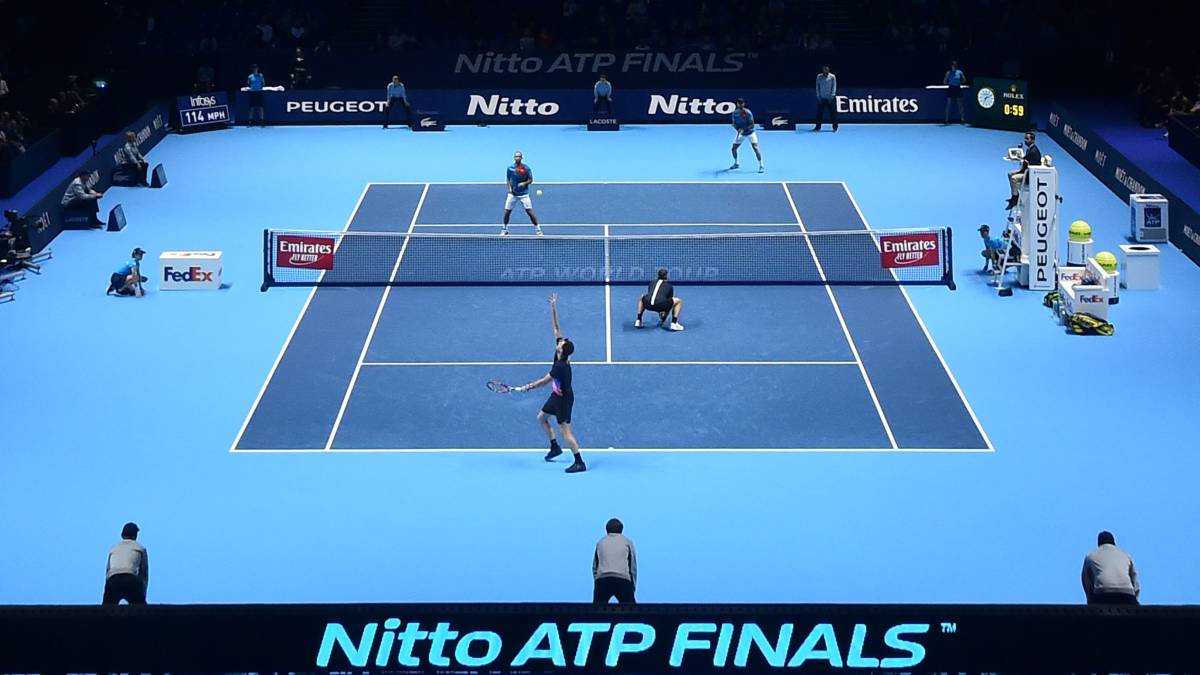 Imagen de un partido de dobles durante las Nitto ATP Finals en Londres.