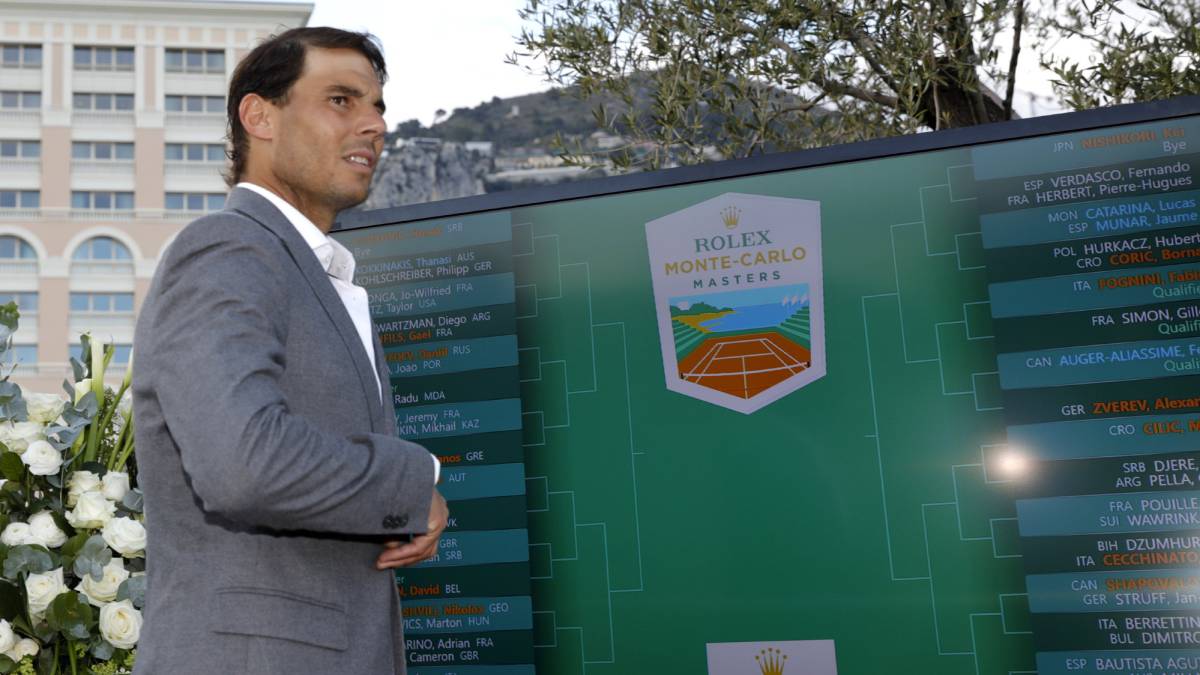 Rafa Nadal, en el sorteo del cuadro de Montecarlo.