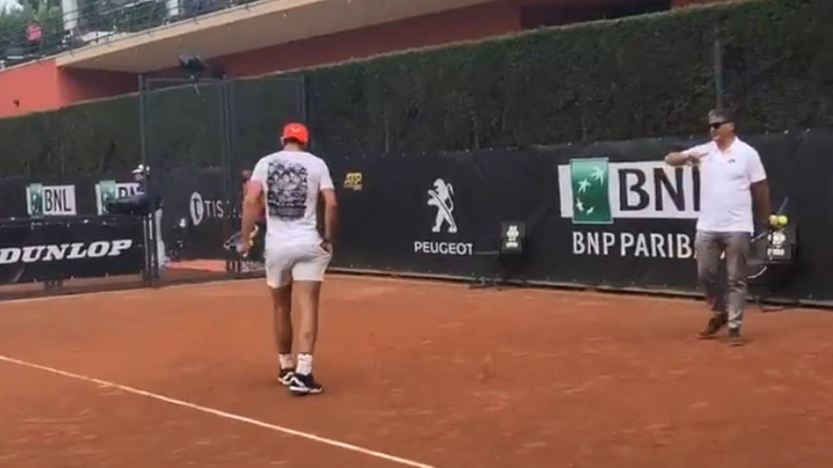 Nadal se entrena en Roma... acompañado de su tío Toni