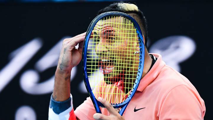 Nick Kyrgios reacciona durante su partido ante Rafa Nadal en el Open de Australia 2020.