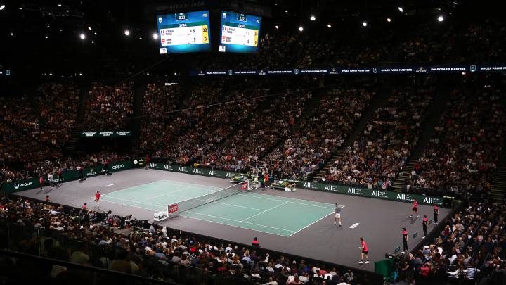 Imagen de un partido durante el Rolex París Masters, el Masters 1.000 de París.
