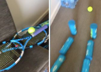 Aburrido por la cuarentena: ¡tenista montó un efecto dominó en su habitación!