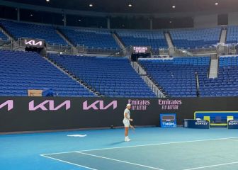 Primer entrenamiento de Nadal en Melbourne con Marc López