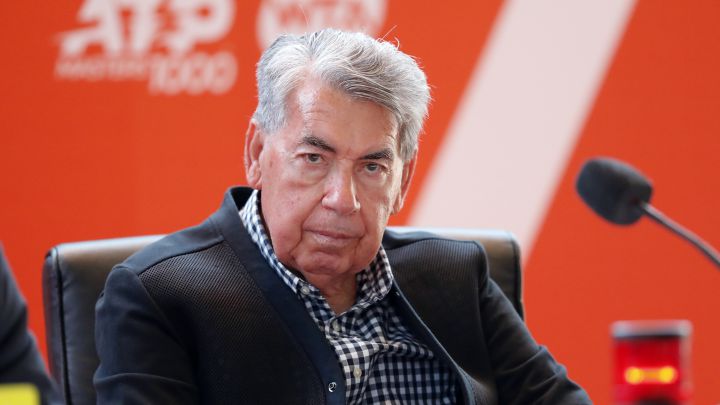 El extenista Manolo Santana, durante la presentación del Mutua Madrid Open 2019.