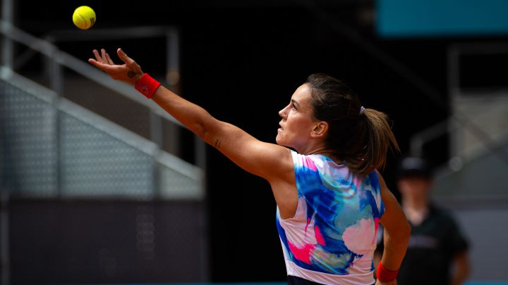 Nuria Parrizas Diaz of Spain in action during the second round of the 2022 Mutua Madrid Open WTA 1000 tennis tournament against Ekaterina Alexandrova of Russia AFP7 30/04/2022 ONLY FOR USE IN SPAIN