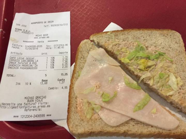 Un sándwich del aeropuerto de Ibiza, protagonista en Facebook