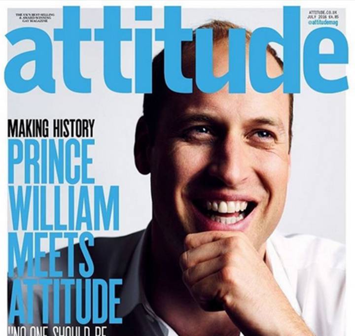 El príncipe Guillermo posa en la portada de Attitude, la revista gay por excelencia del Reino Unido después de reunirse con la revista y con miembros del colectivo LGBT en el Palacio de Kensington. @attitudemag
