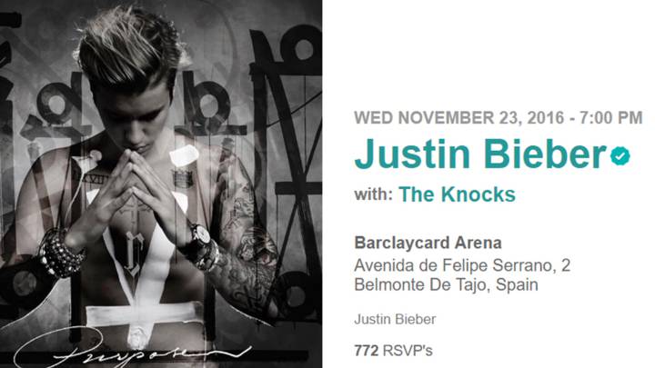 La gira de Justin Bieber pasará por Belmonte de Tajo (según su web)