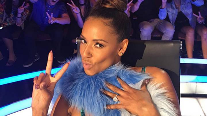 Mel B en el plató de X Factor como jurado.