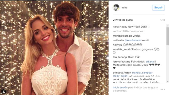 Kaká presenta a su novia con una foto en Instagram