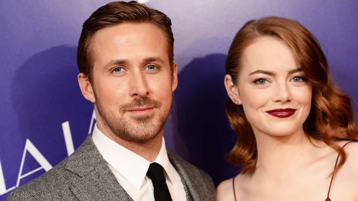 Ryan Gosling y Emma Stone en la presentación de La La Land