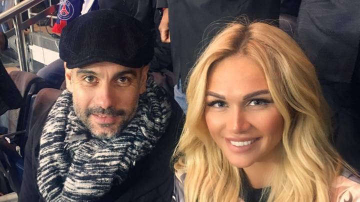 Pep Guardiola con la supermodelo rusa Victoria Lopyreva, con quien coincidió en el encuentro entre el PSG y el Mónaco en el Palacio de los Príncipes. Instagram @lopyrevavika