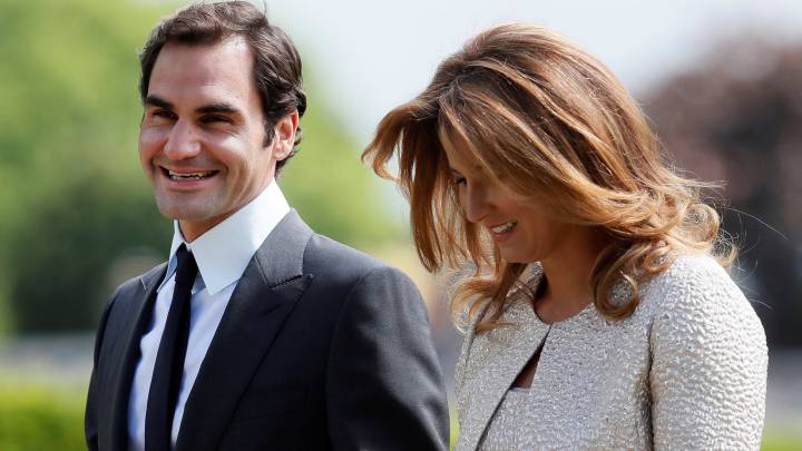 Roger Federer junto a su mujer en la boda de Pippa Middleton.
