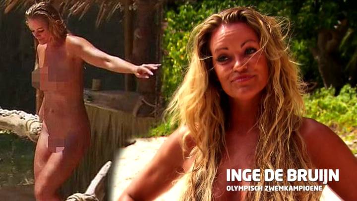 La nadadora olímpica holandesa Inge de Bruijn se desnuda para el reality de TV Adán y Eva