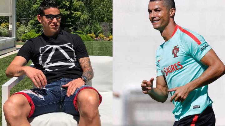James Rodríguez y Cristiano Ronaldo en dos imágenes de Instagram.