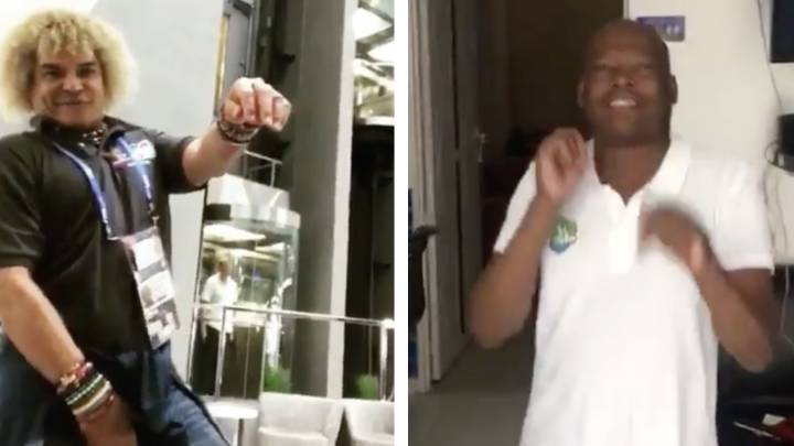 El 'pibe' Valderrama y Tino Asprilla bailan a ritmo de JBalvin. Foto: Instagram