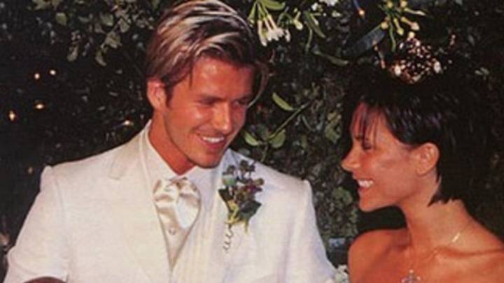 David y Victoria Beckham el día de su boda. Foto Instagram @victoriabeckham