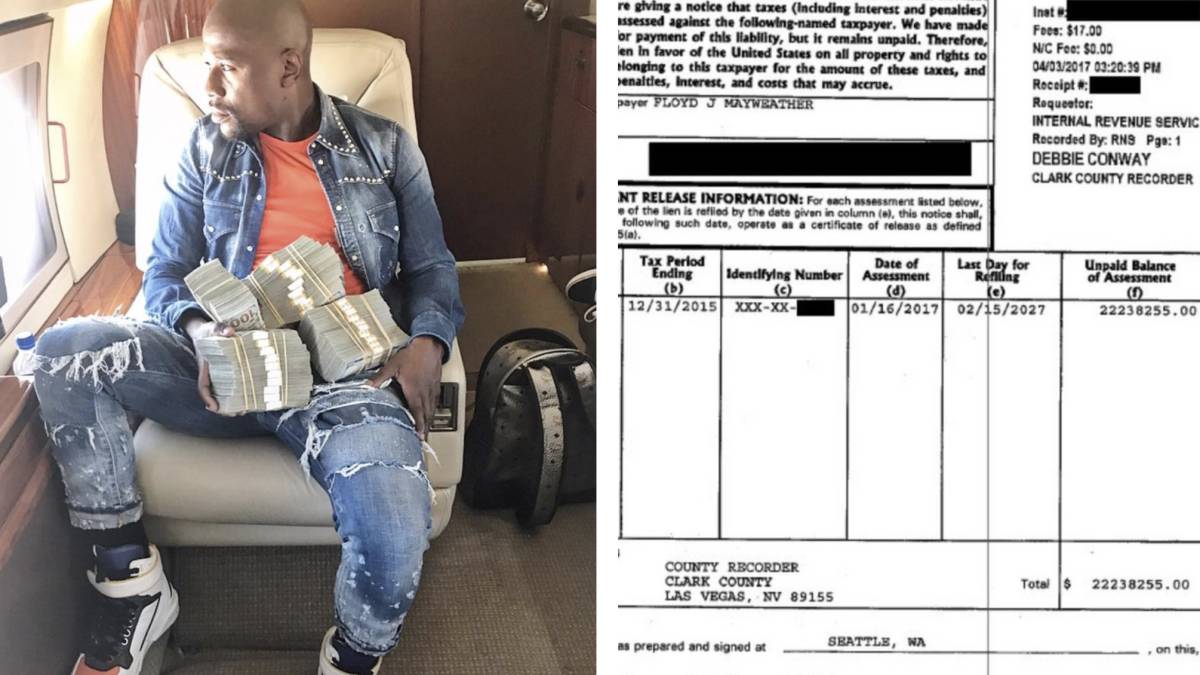Floyd Mayweather presume de dinero y debe 22 millones en impuestos. Foto: redes sociales