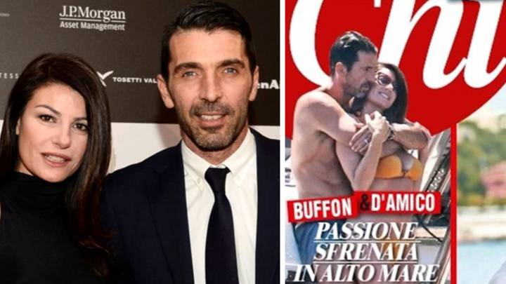 Gianluigi Buffon e Ilaria D'Amico y su polémica portada en la revista Chi. Fotos Twitter