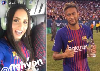 Neymar se luce con Demi Lovato en la grada