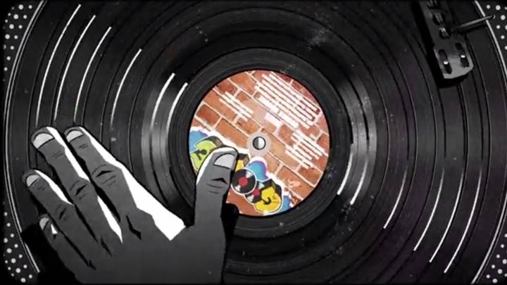 Imagen del doodle animado de Google que celebra el nacimiento del hip hop.