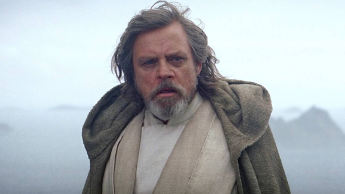 Mark Hamill caracterizado como Luke Skywalker.