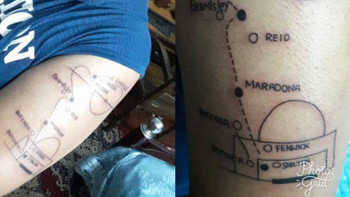 Un indio se tatúa en el brazo el "gol del siglo" de Maradona