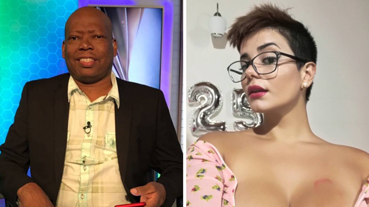 Imágenes del mítico futbolista colombiano Faustino "Tino" Asprilla y de la actriz de cine X Amaranta Hank. Fotos Twitter