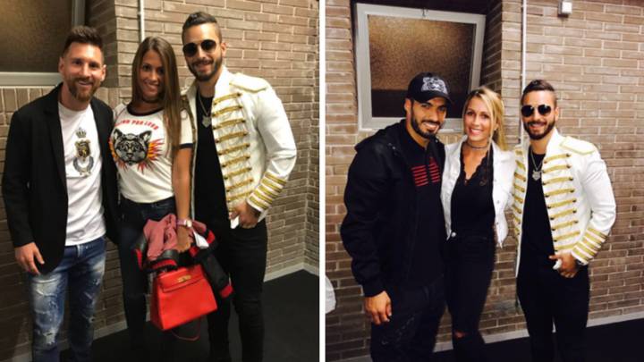 Imágenes de Maluma con Lionel Messi y Antonella Roccuzzo y con Luis Suárez y Sofi Balbi. Fotos Instagram