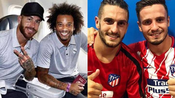 Sergio Ramos con Marcelo y Koke con Saúl.