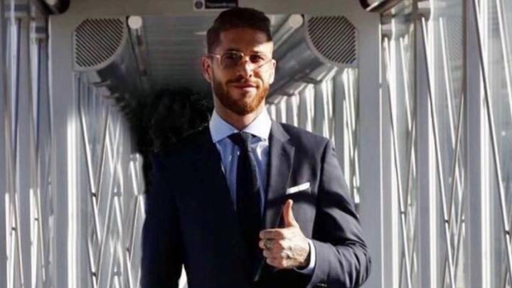 Sergio Ramos viajando a Dortmund con el Real Madrid, septiembre 2017. Foto Instagram @sergioramos