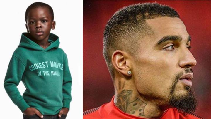 Imágenes de la polémica foto promocional de H&M y del futbolista Kevin Prince Boateng. Fotos Twitter/Instagram