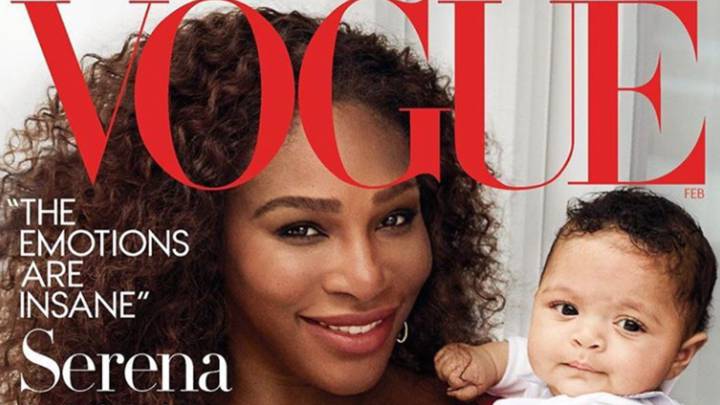 Serena Williams con su hija en la portada de la revista Vogue de febrero 2018. Foto Instagram @voguemagazine
