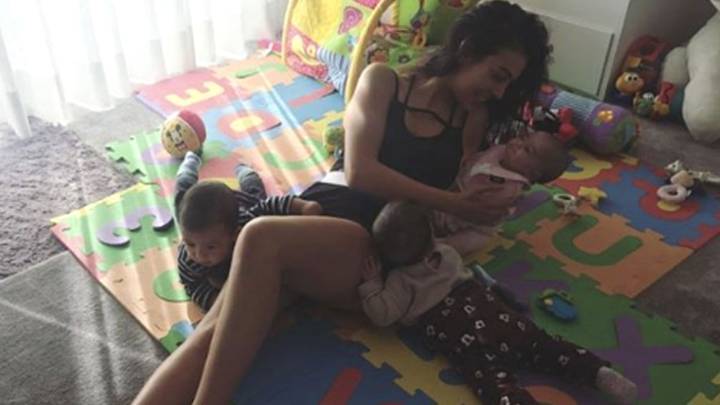 Georgina juega con Alana, Eva y Mateo: "Mamá les ayuda a ponerse fuertes". Foto: Instagram