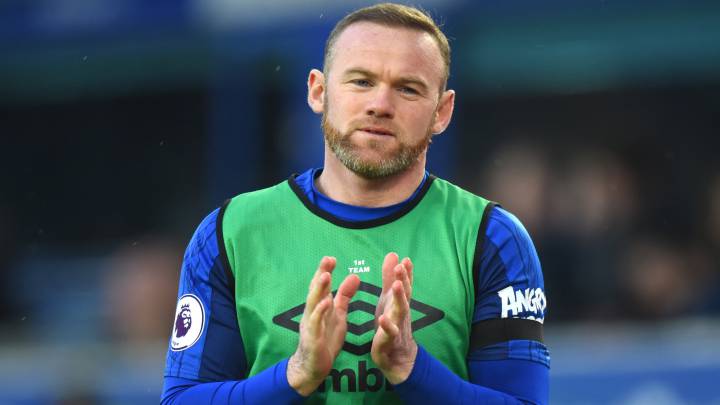 Wayne Rooney calentando con el Everton antes del partido frente al West Bromwich de la Premier League el 20 de enero de 2018. Getty Images/Tony Marshall