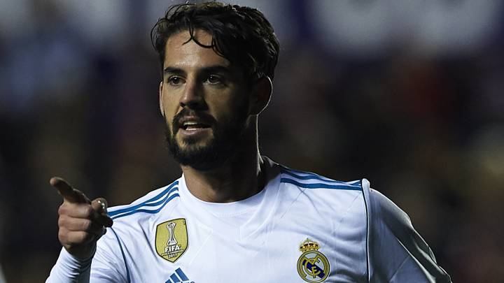 Isco celebrando un gol contra el Levante en el partido de Liga del 3 de febrero de 2018 en el Ciutat de Valencia. Getty Images/Manuel Queimadelos Alonso