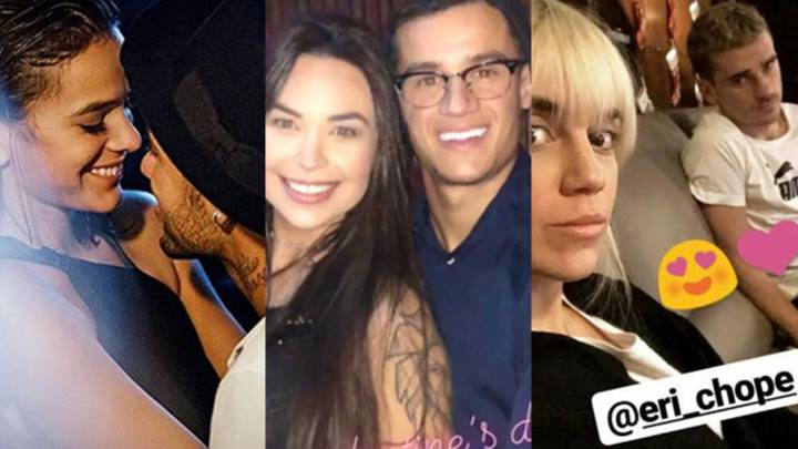 Neymar, Coutinho y Griezmann con sus parejas.