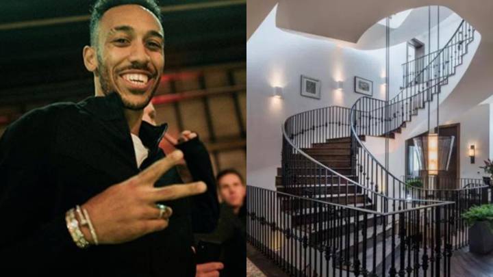 Pierre-Emerick Aubameyang junto a una imagen de la casa.