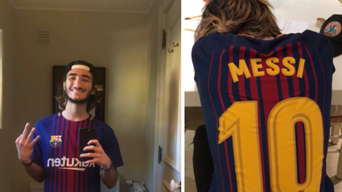Imágenes del hijo de José Mourinho, José Jr., exhibiendo su barcelonismo. Fotos Twitter @FFC_JM