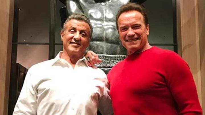 Sylvester Stallone y Arnold Schwarzenegger durante las Navidades de 2017. Foto Instagram @officialslystallone