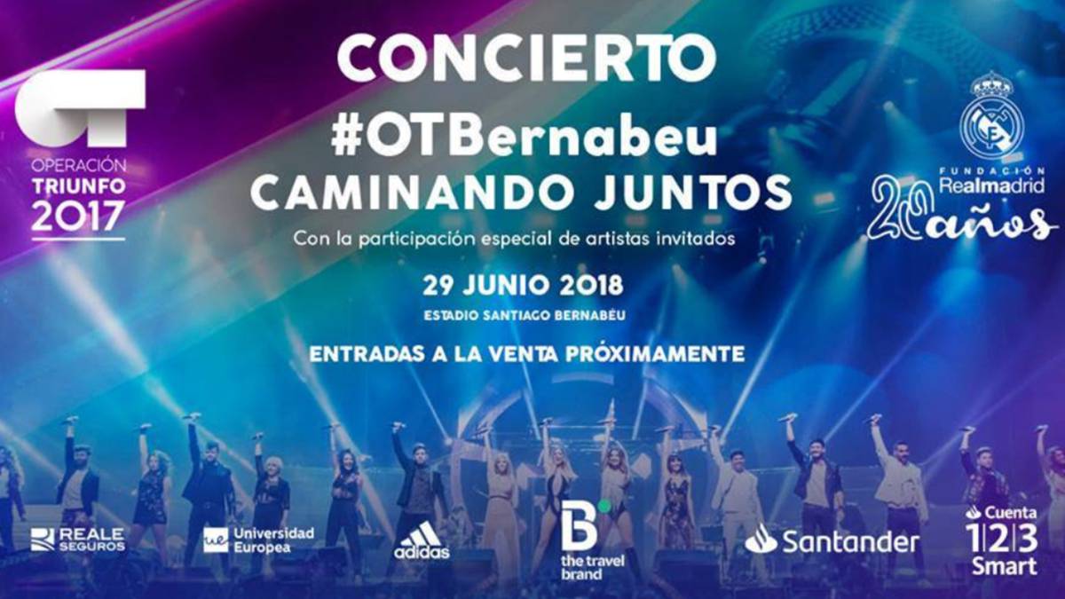 Cártel del concierto benéfico de Operación Triunfo 2017 en el Santiago Bernabéu el 29 de junio de 2018 / Foto Twitter