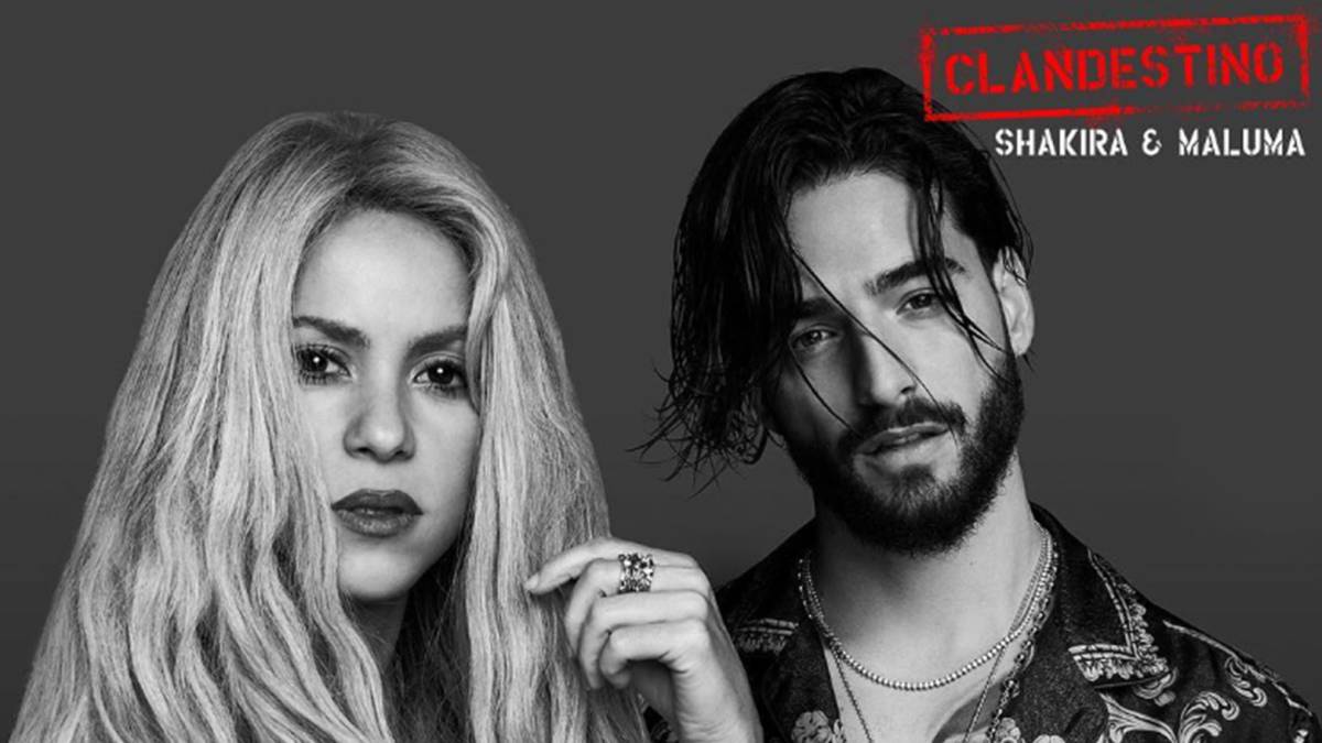 Shakira y Maluma en la portada de su nueva canción y tercera colaboración, 'Clandestino'. Foto Instagram @shakira