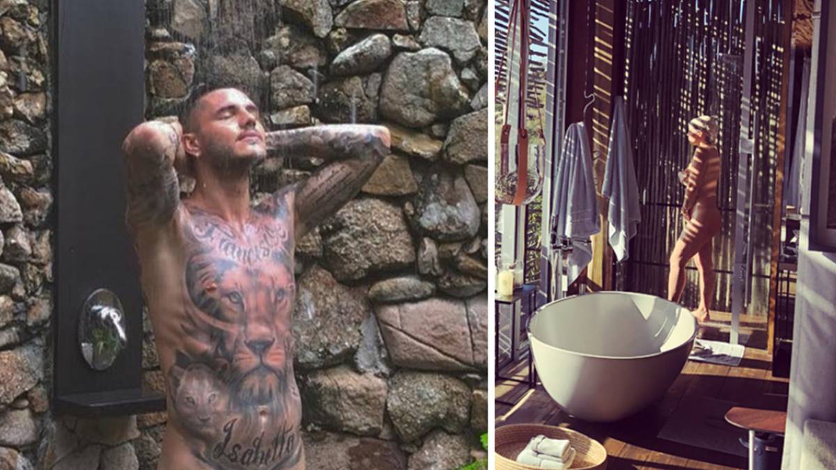 Imágenes de Mauro Icardi y de Wanda Nara dándose una ducha desnudos durante sus vacaciones de verano 2018.