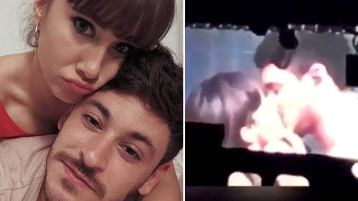 Imágenes de Aitana y Cepeda posando juntos y de su primer beso en público en el ensayo del concierto benéfico "OT: Bernabéu"