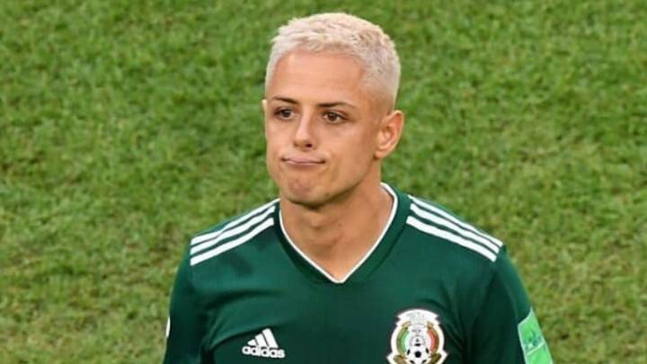 Javier Hernández "Chicharito" con cara de circunstancias en un partido con la selección de México del Mundial de Rusia. Foto Instagram