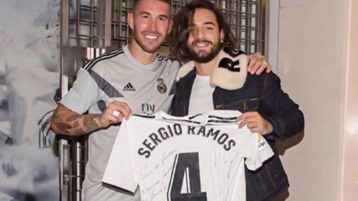 Sergio Ramos y Maluma en el Santiago Bernabéu.