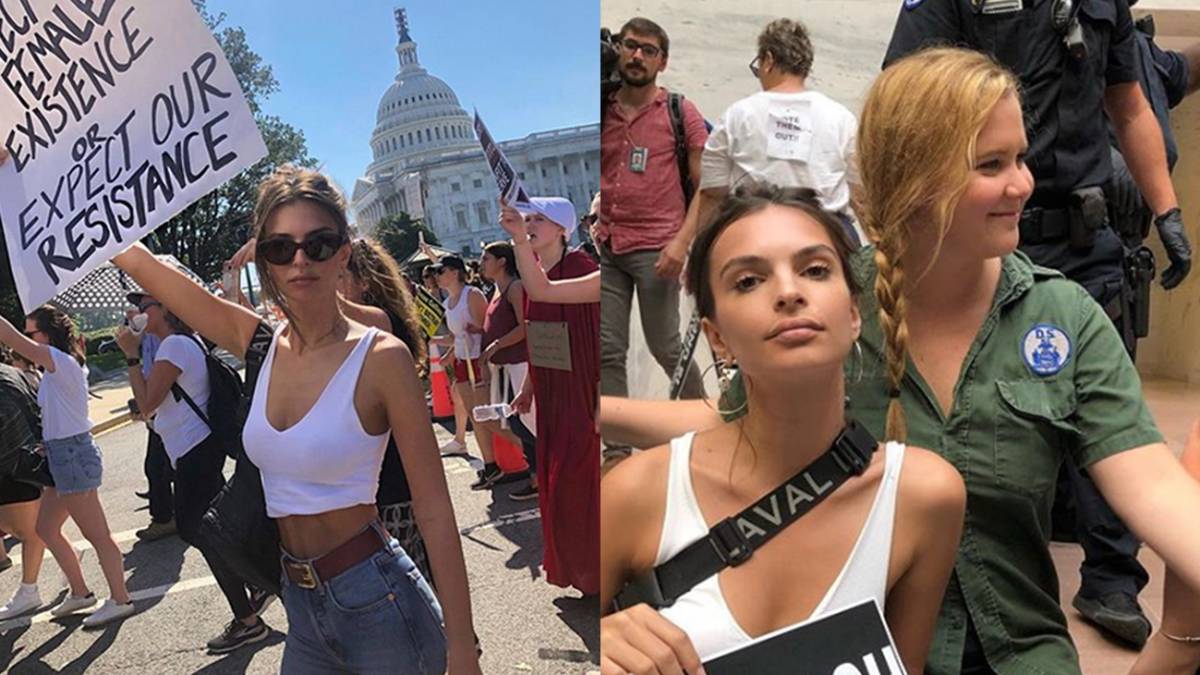 Emily Ratajkowski y Amy Schumer, detenidas en Washington DC.