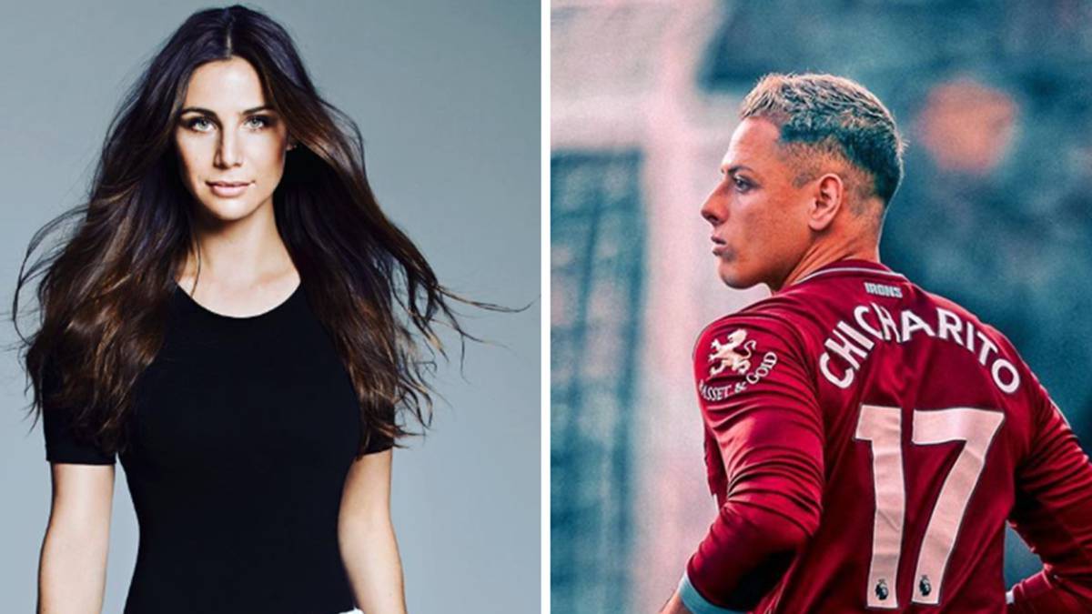 Imágenes de la periodista española Lucía Villalón posando y del futbolista mexicano Javier Hernández Chicharito durante un partido. Fotos Instagram