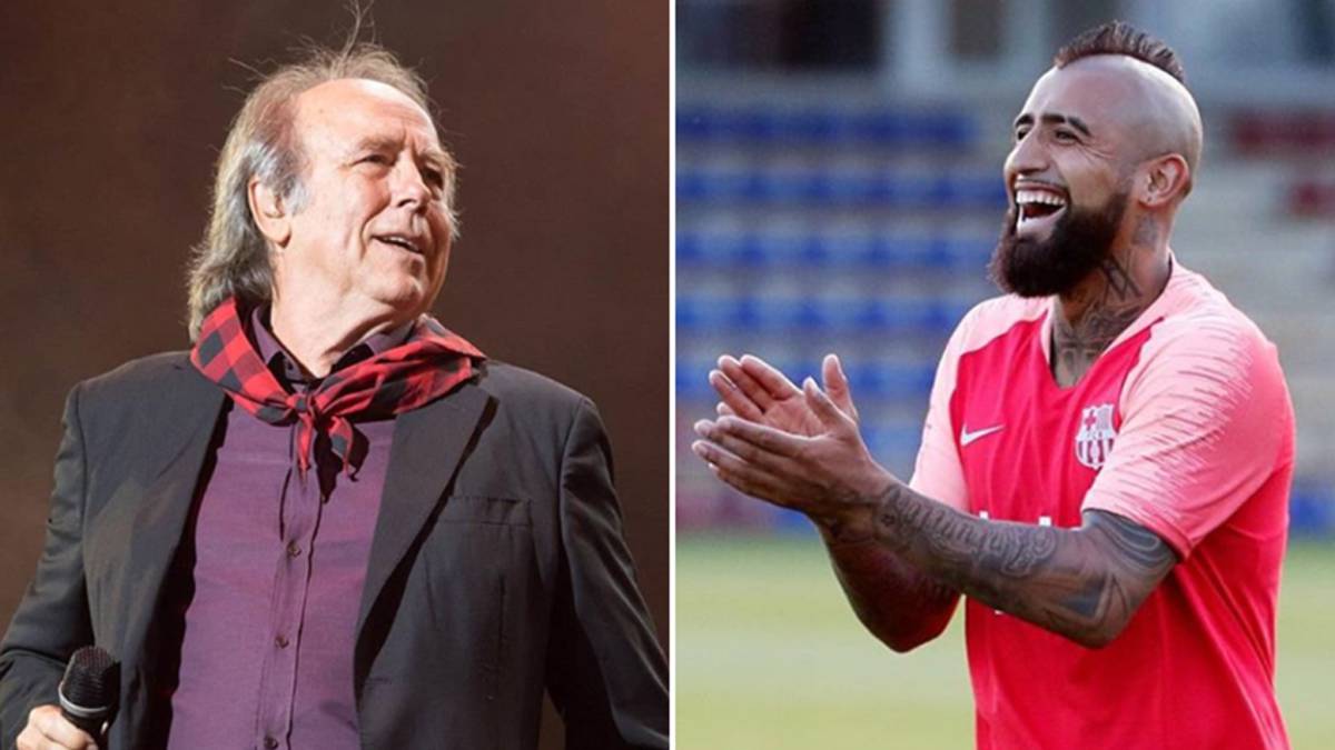Imágenes de Joan Manuel Serrat durante un concierto y de Arturo Vidal en un entrenamiento con el FC Barcelona. Fotos Instagram
