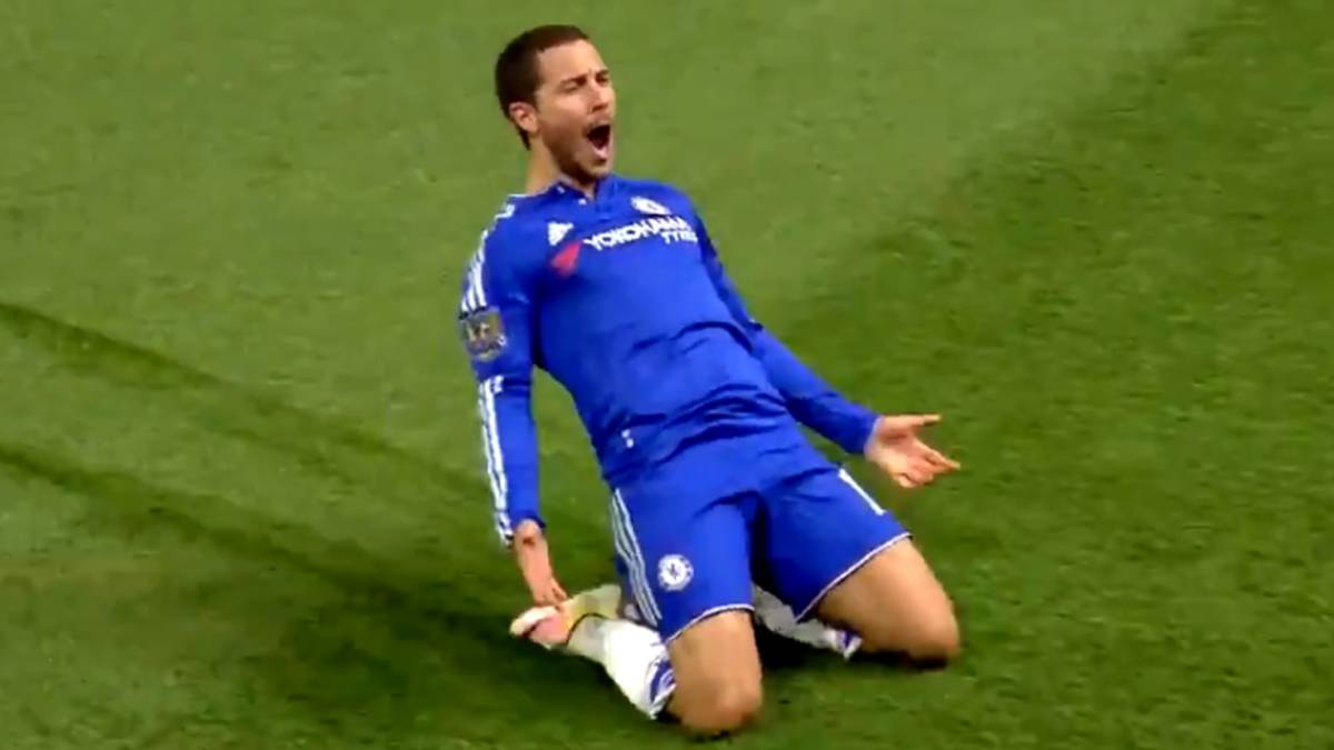 Eden Hazard celebrando un gol con el Chelsea. Captura Twitter